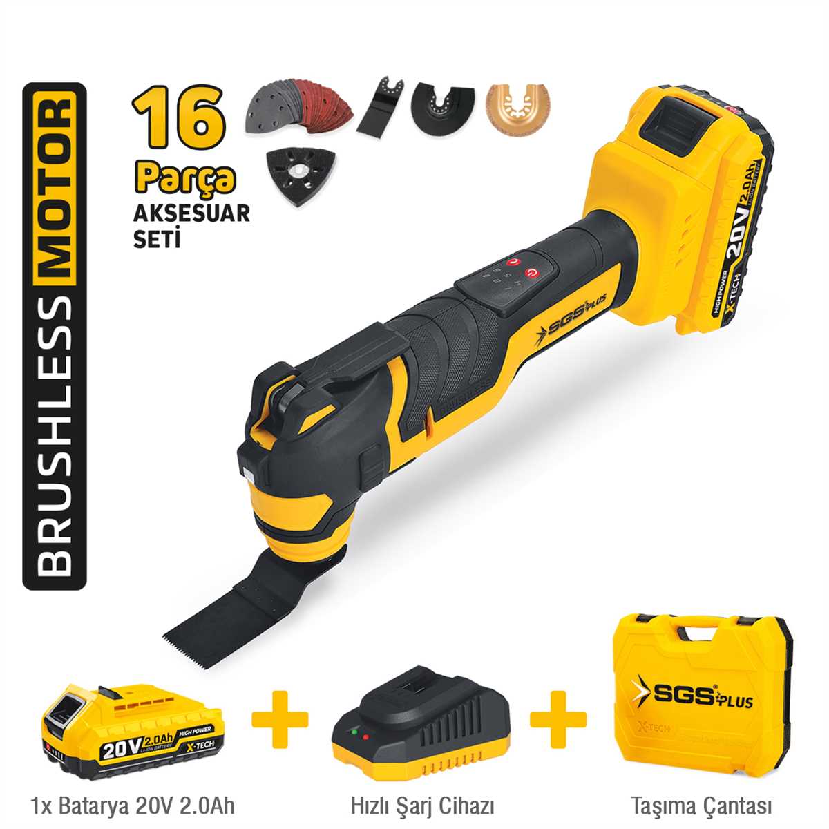 AKÜLÜ MULTI-TOOLS KESİCİ VE RASPALAMA MAKİNESİ 20V 1*2.0 Ah